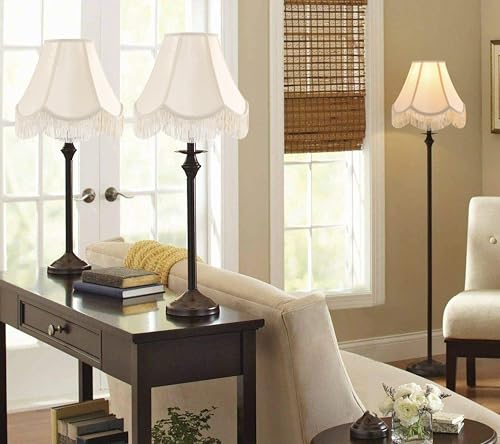 GO&SO Lamp Shade Set of 2,6" x 13" x 10.6",Yellowish Beige,Scalloped Fringe