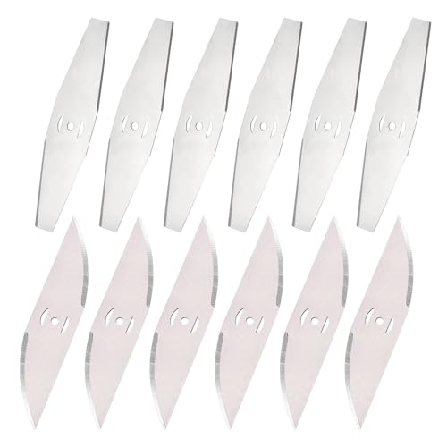 12PCS Brush Cutter Blade Metal Blades Cordless Strimmer Me-tal B-lades Strimmer Metal Blades Strimmer BladeS Brush Cutter Blade for Garden Strimmers and Outdoor Power Tools (Rhombus+Ellipse)