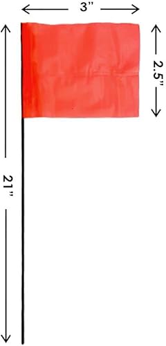 Miniatura 2 de 50 banderas fluorescentes de neón naranjas extralargas de 21 pulgadas para exteriores, tamaño de la bandera 3 x 2.5 pulgadas, ideal para marcar