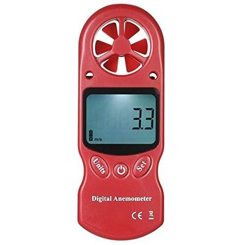 ZCN-CN Wind Speed 8 in 1 Tl-302 Digital Anemometer LCD Display Thermometer Hygrometer Temperature Humidity Wind Speed Chill Barometric Pressure-Red Digital
