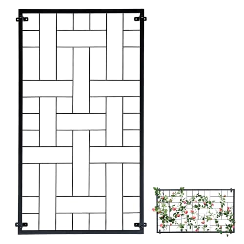 MyGift Large Garden Wall Trellis, Modern Artistic Geometric Metal Wire Garden Trellis, Wall Mounted Weave Grid Lattice Support Frame for Climbing Plants and Crawling Vines