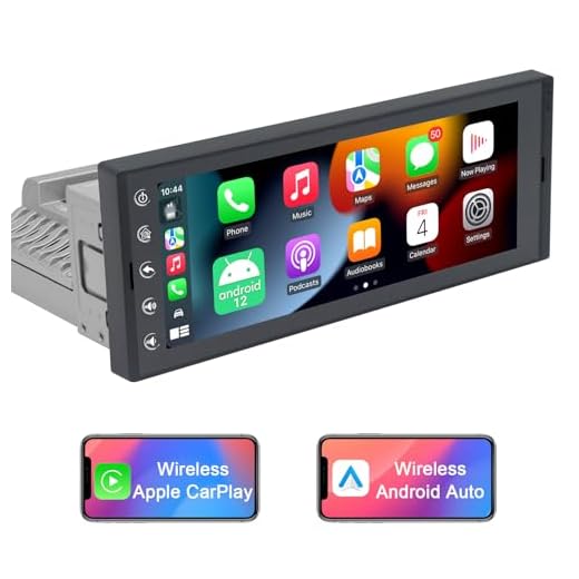 Single Din Touchscreen Car Stereo Wireless CarPlay Wireless Android Auto, 6.9 Inch Android Car Radio Multimedia with GPS Navigation Hands Free Calling WiFi FM SWC USB, Bluetooth Car Audio Receiver