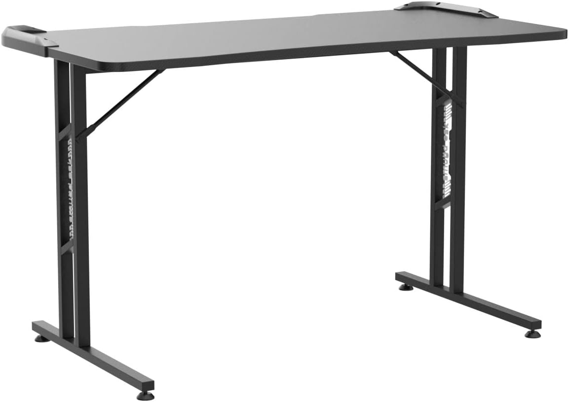 SMUG LED Lights, 47.24 Inch T Shaped, Home Study Desk, Modern Computer Game Table, Office Writing Workstation, Black
