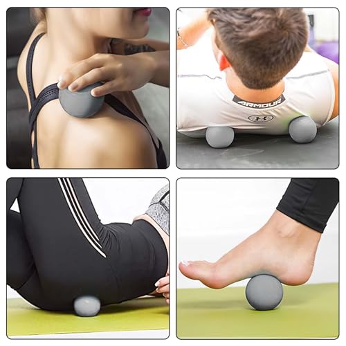 WOVTE Massage Lacrosse Ball for Myofascial Release, Foot, Back, Trigger Point Treatment Ball, Muscle Knot, Yoga (Grey) - Image 4