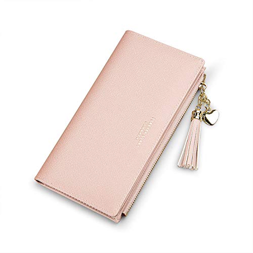 Womens Wallet Bifold Long Slim Card Holder Case Mini Coin Purse Thin Tassels Zip Clutch Wallets for Women Ladies