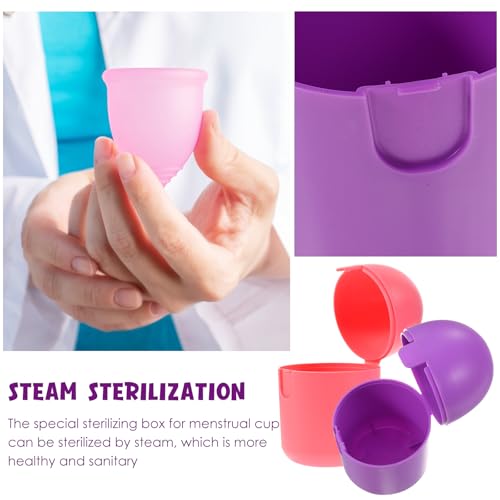 Image of 2Pcs MenstrualCup Steamer Cleaner, Period Cup Holder, High-Temperature, Portable Storage Container, Assorted Colors 3.54 * 1.96 * 1.96 Inch, Pp Material