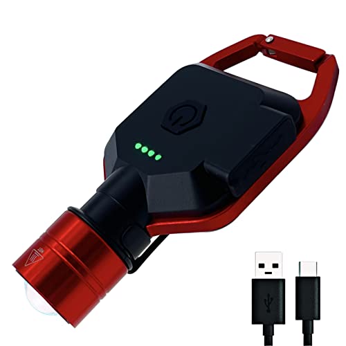 TsukiTac Mini Flashlight Super Bright, 600 Lumens, Rechargeable Compact LED Flashlight with Clip, Lightweight Pocket Sized EDC Flashlight for Camping, Hiking, Torch for Outdoor (Red) (Red)