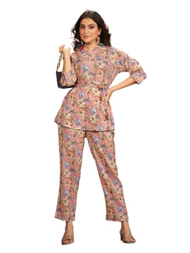 Image of NAINVISH Polyester Cord Set | Ethnic Co Ord Set | Casual Wear Pant Top Set | Fancy Co-Ord Set | Full Pair Set | Women Kurta Sets Kurtis | Women Kurta Pant Set | Coord Sets for Women