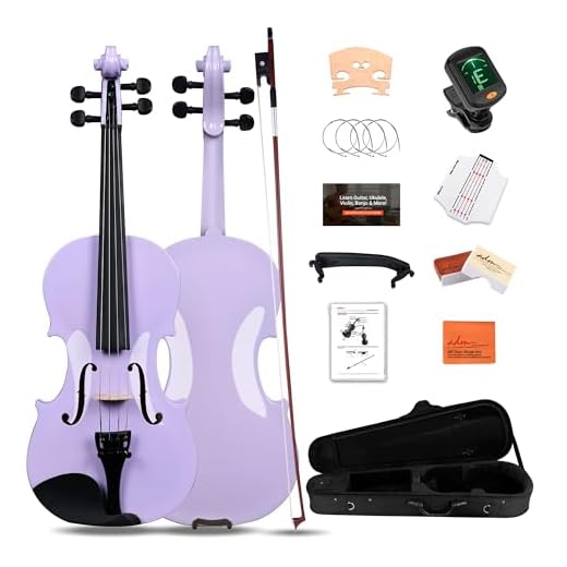 ADM Acoustic Violin for Kids Beginners,1/4 Size Acoustic Violin Fiddle for Teens Students Violin Starter Kit with Hard Case, E-Tuner, Rosin, Shoulder Rest, Bow, Extra Strings, Free Lessons, Purple