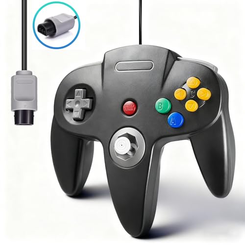 miadore N64 Controller, Kabelgebundener Gamepad Controller Joystick kompatibel mit n64 Konsole, Schwarz