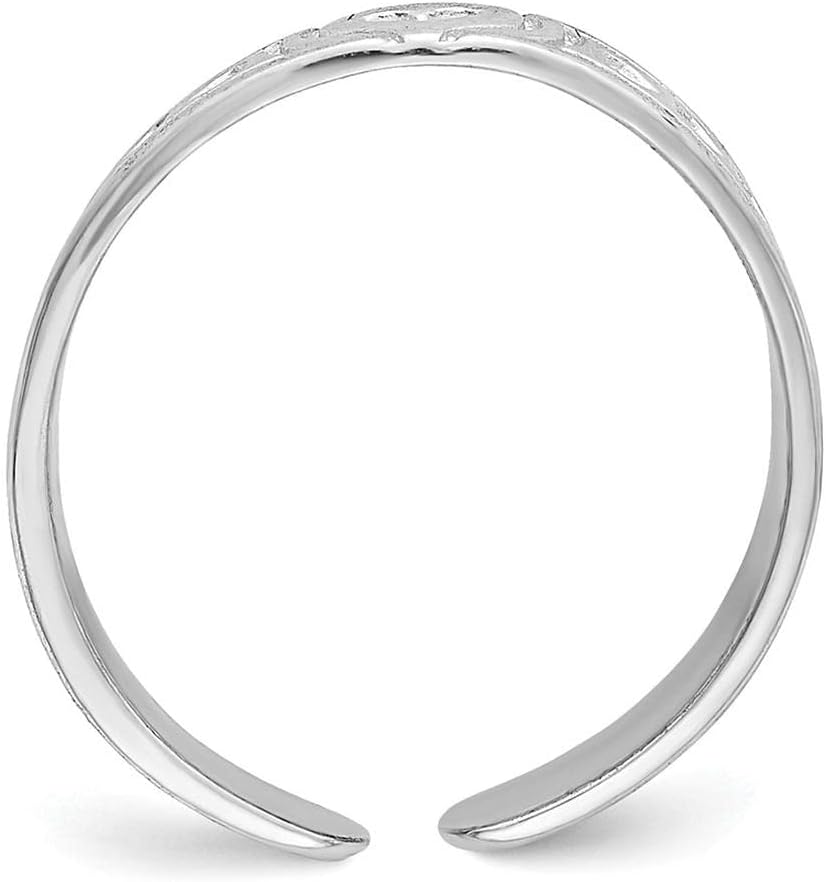 14K White Gold Polished Hearts Toe Ring