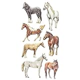 Selbstklebend Sticker  Aufkleber  Abziehbilder  Stickerbögen mit diversen Motiven, Bogengröße 17,5 x 9 cm (Pferde)