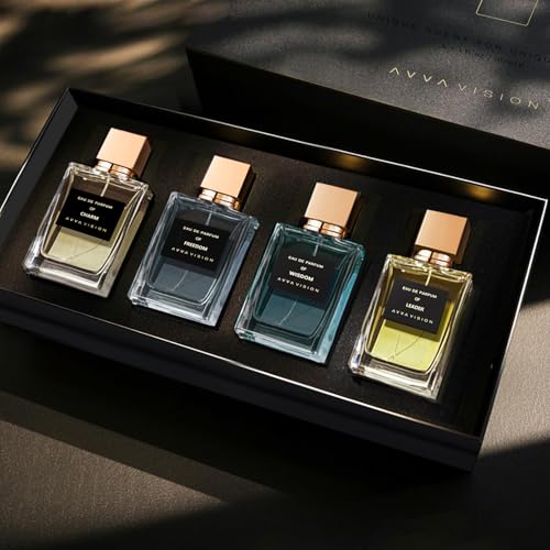 AVVA VISION Luxury Men's Perfume Set Boyfriend Husband Father Man Premium Fragrances Collection Valentines Day Gift Cologne Birthday Anniversary Ideal Gift For Him, Scents of 4 x 1 fl.oz