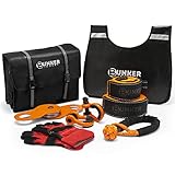 BUNKER INDUST Heavy Duty Recovery Strap Kit, 20'+8' Tow Strap + Winch Line Dampener +Snatch Block +D-Ring Shackles + Gloves +Soft Shackle +Bag,Off Road 4x4 Gear Winch Accessories