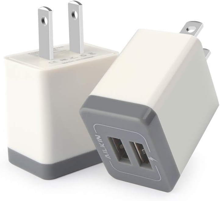 USB Wall Charger, Charger Adapter, Ailkin 2-Pack 2.1Amp Dual Port Quick Charger Plug Cube Replacement for Phone X/XR/Xs/Xs Max/8/8 Plus/7, Samsung Galaxy S7/S6/S5 Edge, LG, HTC, Huawei, Moto, Kindle