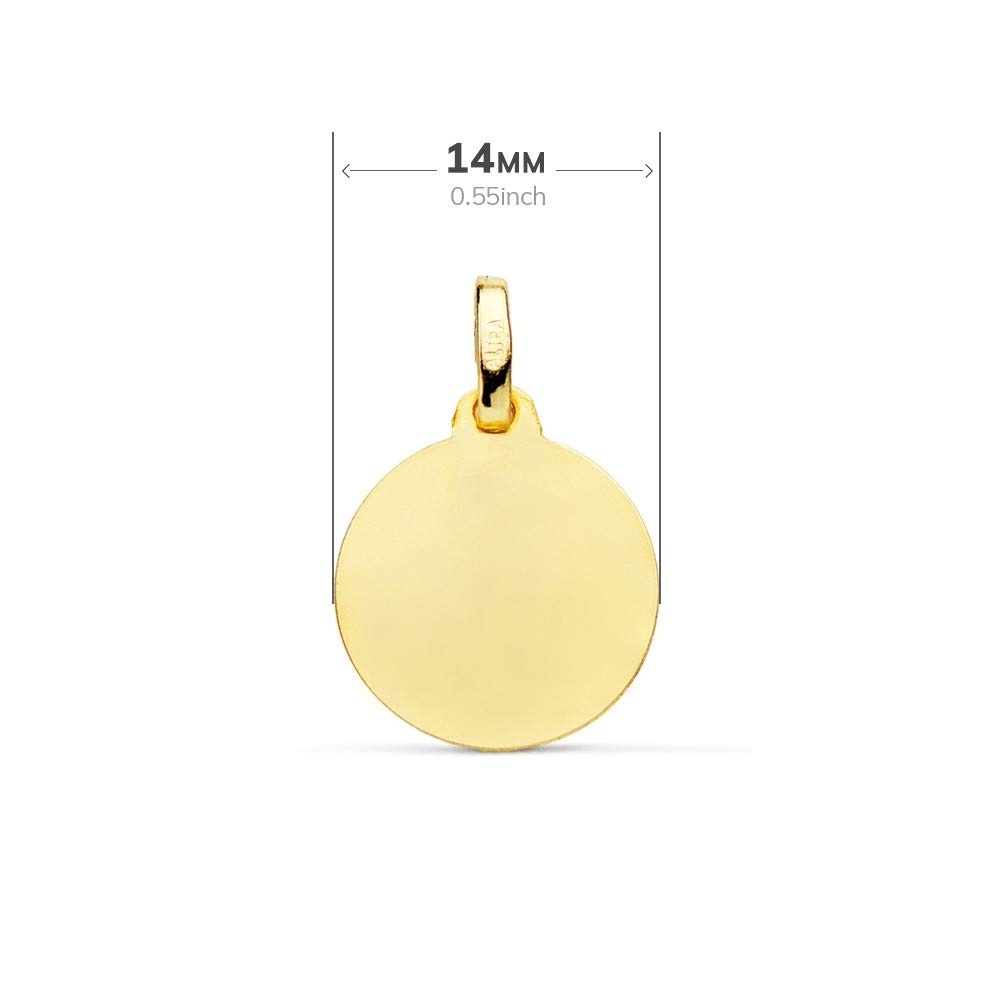 Medalla oro 18k Divino Niño Jesús 14mm. relieve lisa acabado matizado