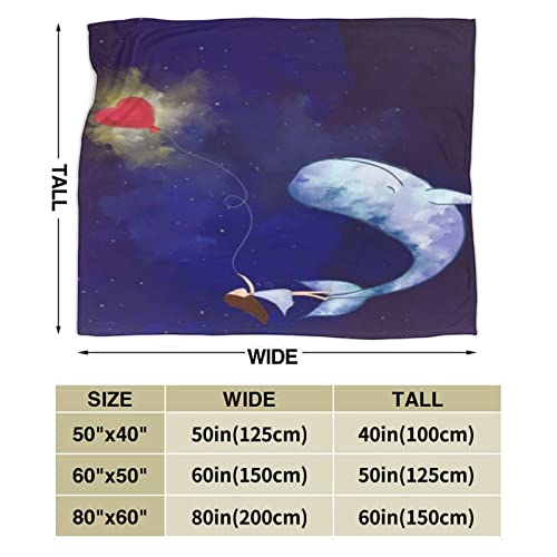 Nkii Blue Peaceful Graphic Watercolor Digital Girl Abstract Red Love Whale Universe Cozy And Soft Warm For Bedroom Sofa Travel Indoor And Outdoor 40" X50 (Color : White, Size : 40X50) #TOP2