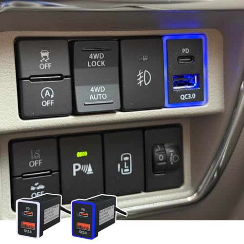 YouCar vEX ZVW30 50 51 55 H21.5-R4.12 ԍڏ[d QC3.0 PD Type-C USB  d\Pbg J[`[W[ ݃|[g ^CvA XCb`z[ tȒP LEDt FLED