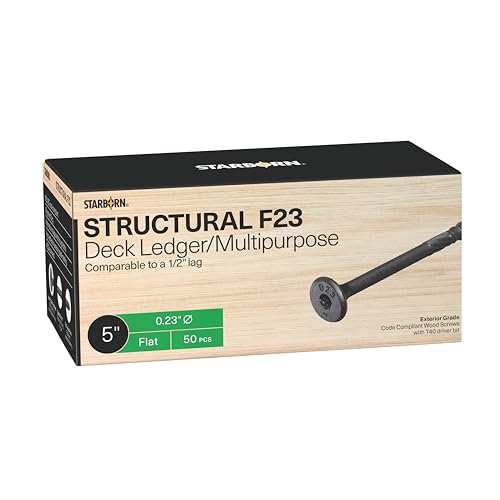 Starborn Structural XF23CT500 F23 Deck Ledger/Multipurpose Flat Head Wood Screw - Black - 50 Count - 0.23