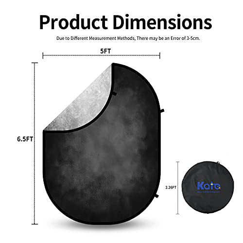 Kate 5X6.5Ft(1.5X2M) Folded Double Side Backdrop Microfiber Professional Grey & Black Double-Sided Pop-Up Collapsible Background For Photography #TOP9