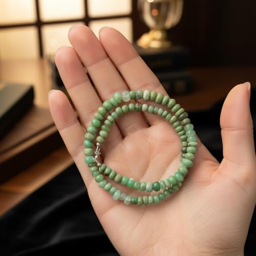 Collier chrysoprase perles rondelles vertes collier cristal 40cm