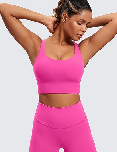 Image of CRZ YOGA Naked Feeling Longline Sports Bras | Medium Support, Removable Pads, Yoga, Sleek, Strappy Back, Scoop Neck, for Women