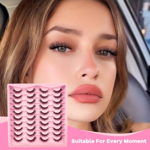 Image of MAYCREATE False Eyelashes Doll Eye Fake Lash Strips Natural Eyelash Pack Short Faux Mink Strip Lashes Manga Look Hybrid Full for Daily Makeup and Beginners-Black-A