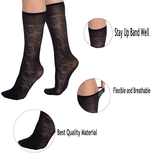 AWS/American Made 10 Pairs Sheer Knee High Socks for Women 15 Denier Stay up Band Stretchy Silk Socks3