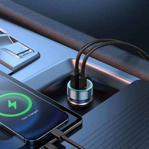 Fast Car Charging Adapter Charging 3.1A Metal Car Adapter Double Port USB C Power USB C - 2