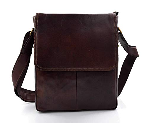 Sac bandoulière en cuir marron foncé fini les écrans brisés en voyage