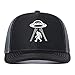 Shenbors Embroidered Trucker Hat Big Foot Under The UFO for Men Women, Sasquatch Baseball Cap, Black Grey Mesh Adjustable Snapback Hat