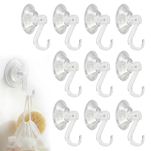 Kaiyzo 10 Pezzi Gancio a Ventosa, Ganci Appendiabiti Trasparente, Ventose con Gancio, Senza Trapano, per Cucine, Bagni, Docce, Piastrelle, Finestre e Vetri