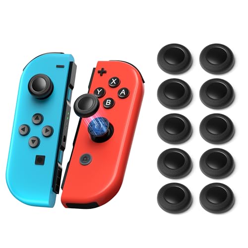 NEWDERY Replacement Joystick Caps Thumb Grips for Nintendo Switch/OLED/Lite, Anti-Slip TPU Diamond Texture Analog Stick Covers for JoyCon Controller Repair Kit Accessories(10pcs)