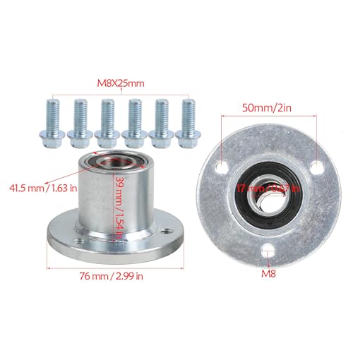 Front Wheel Hubs Durable Silver Metal 17mm (0.76inch) 3 Stud | Universal Fit for 5 Inch Wheels | Perfect for DIY Rebuild ATV UTV Go Kart Golf Cart Buggy Quad Moped Dune Drift Trike Tricycle 4 Wheeler