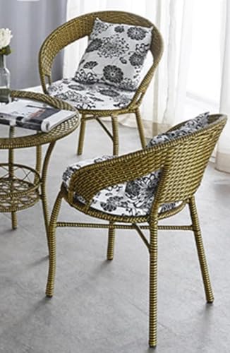 Image of 4+1 Outdoor Indoor Furniture Sets Rattan Wicker Chair Patio Set Bistro Set Conversation Set Balcony Outdoor Garden Furniture Chair (Golden with Multicolor Cushion & Pillow)