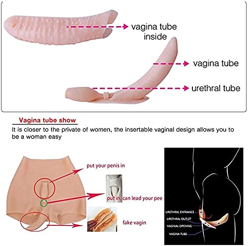 TransUnder Calças de vagina realistas de silicone para Crossdresser sexy inserível cuecas boxer para