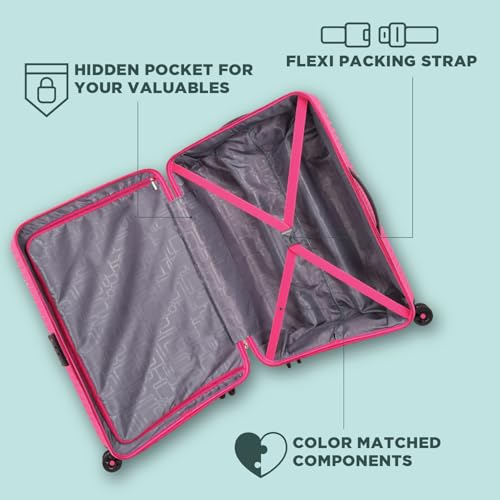 Image of American Tourister Liftoff+ | Medium Size Check-in Trolley Bag (67 cm) for Travel | 360 8 Wheel Travel Luggage | Hard Case Polypropylene (PP) Suitcase | Mounted TSA Lock | Berry Blast