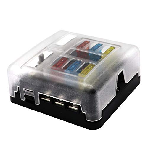 zmayastar ヒューズボックス ヒューズホルダー 6回路カーボート 防水 LED警告ライト ブレードのヒューズボックス