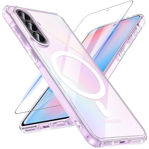 BESINPO Magnetisch Für Samsung Galaxy A56 5G Hülle mit Panzerglas Glas,Militärschutz Handyhülle für A56 mit MagSafe Robust Schutzfolie Schutzhülle Case Cover für Samsung A56(Transparent)