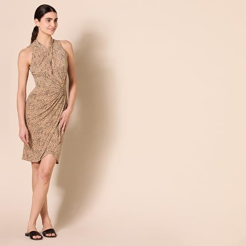 Image of Amazon Essentials Women's Sleeveless Faux Wrap Dress with Crossover Twist Neck