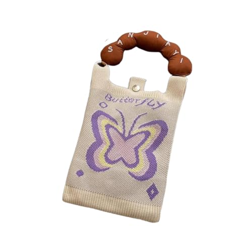 Women's Knit Crossbody Phone Bag - Cell Phone Purse with Strap, Small Knitted Mobile Phone Holder Pouch