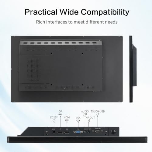 Image of 32 inch Capacitive Multi-Touch Screen Industrial Monitor, 16:9 Display 1920 x 1080P, Built-in Speakers, USB, VGA, DP & HD-MI Ports, Digital Signage Displays and Player for Advertising