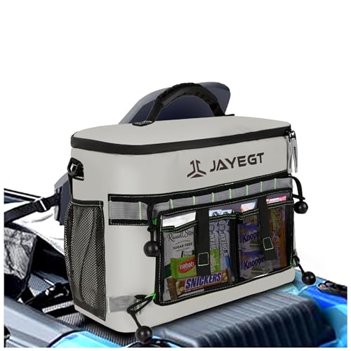 Kayak Cooler Behind Seat - Waterproof Cooler Bag Compatible with Lawn-Chair Seat Kayak,Kayak Accessories Camping Cooler, Portable Ice Chest for Fishing, Beach,Picnic, Trips (Silver, Single Layer Bag)
