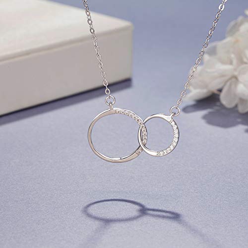 Mother Daughter Gifts, Sterling Silver 2 Circle Mother Daughter Necklace, Mom Birthday Gifts, Mother's Day Jewelry3
