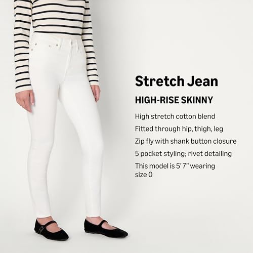 Amazon Essentials Women's High Stretch High-Rise Skinny Jeans, White, 10 Long - image 4