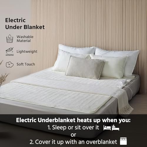 Image of Lifelong AGK Electric Under Blanket for Double Bed (180 x 140 cm) | Soft Fleece | Safe Heating Blanket Bed Warmer | 1-9 Temp & 1-9 hrs Timer | Detachable & Washable | Heats After You Sleep /Sit Over It