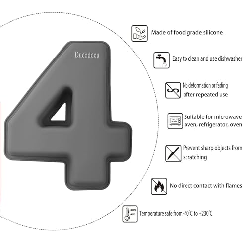 Ducodocu Silicone Number Cake Pan Large 3D Number Cake Mold Baking Forms Novel Cake Tins DIY Baking Mold for 4/40th Birthday Wedding Anniversary 10 inch Number of 4&0, 2 Pack by Ducodocu - Used condition - Image 2