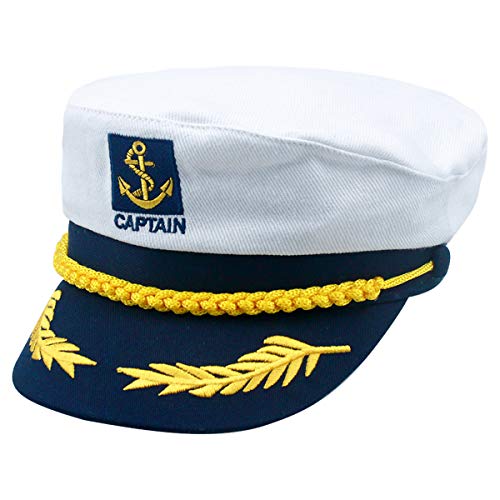 Boné de capitão marinheiro para crianças, boné de capitão ajustável, gorro de cosplay, chapéu de festa para crianças, chapéu de marinheiro branco, boné para viagens no mar, festas de cosplay e