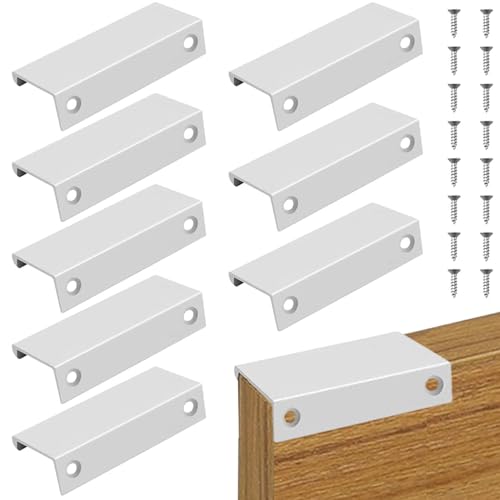 Gearmax 8 Pezzi Maniglie Nascoste per Armadietti in Alluminio,Mobili Cassetto Spazzolato Mobili Lega di Alluminio Maniglia di Armadio da Cucina 80mm con Viti per Cassetti, Armadi (Argento)