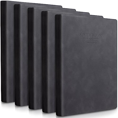 Cahier A4 ligné résistant pour éviter les bavures d'encre lot de 5 carnets noirs 360 pages
